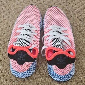 adidas Coral Pink & Blue Mesh Athletic Sneakers